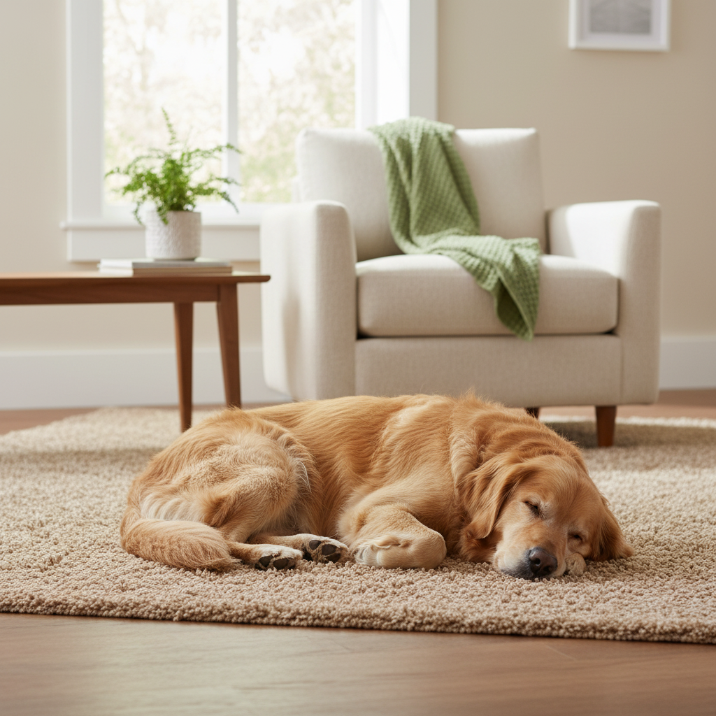 Dog asleep near device